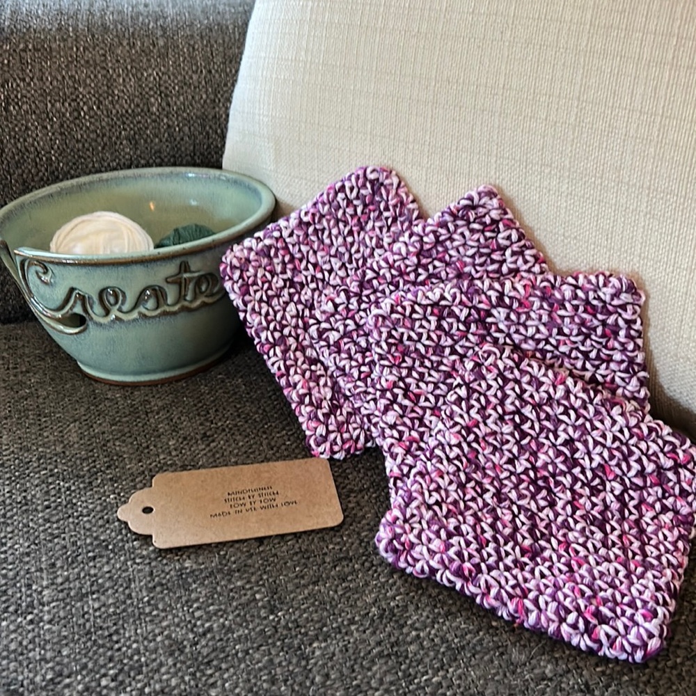 NWT 4 Coasters Made in USA with 100% recycled cotton! Perfect to use as trivet!